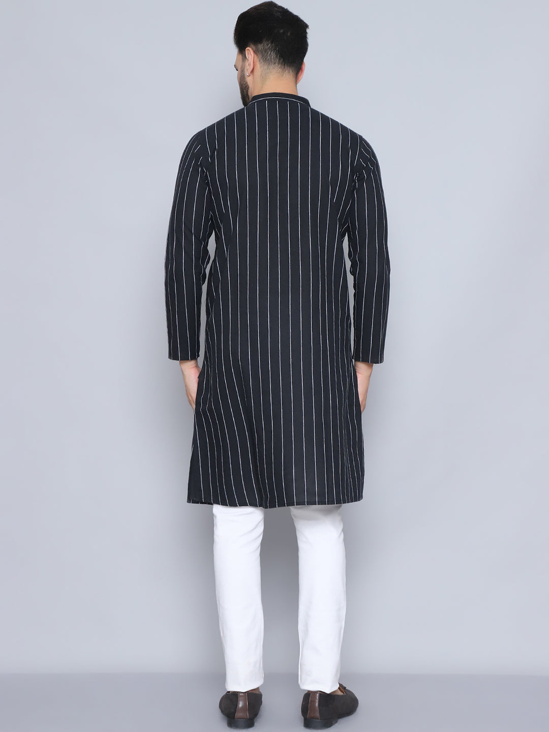 Even Apparels Men's Pure Cotton Black Kurta