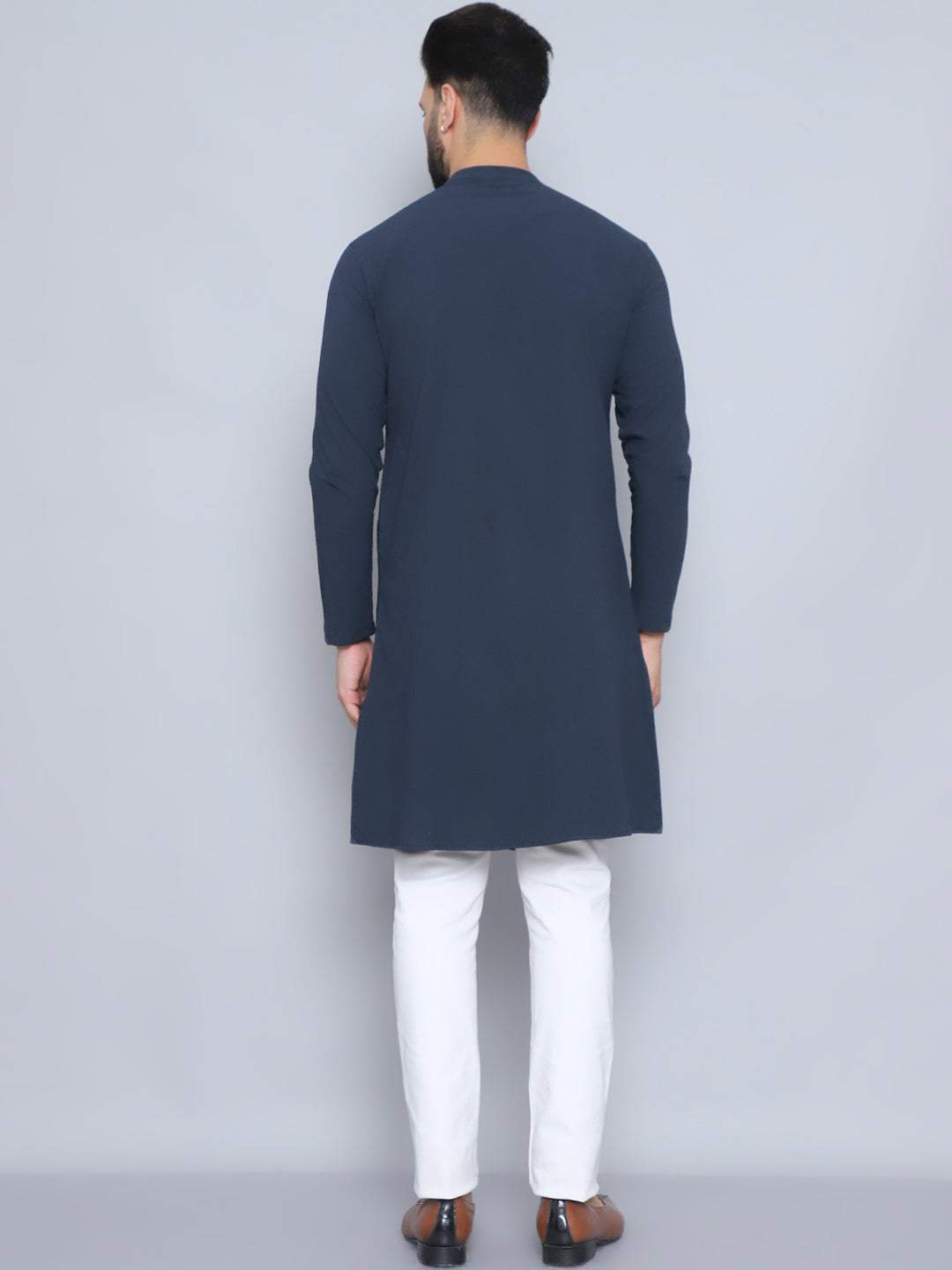 Even Apparels Men's Pure Cotton Blue Sherwani Kurta