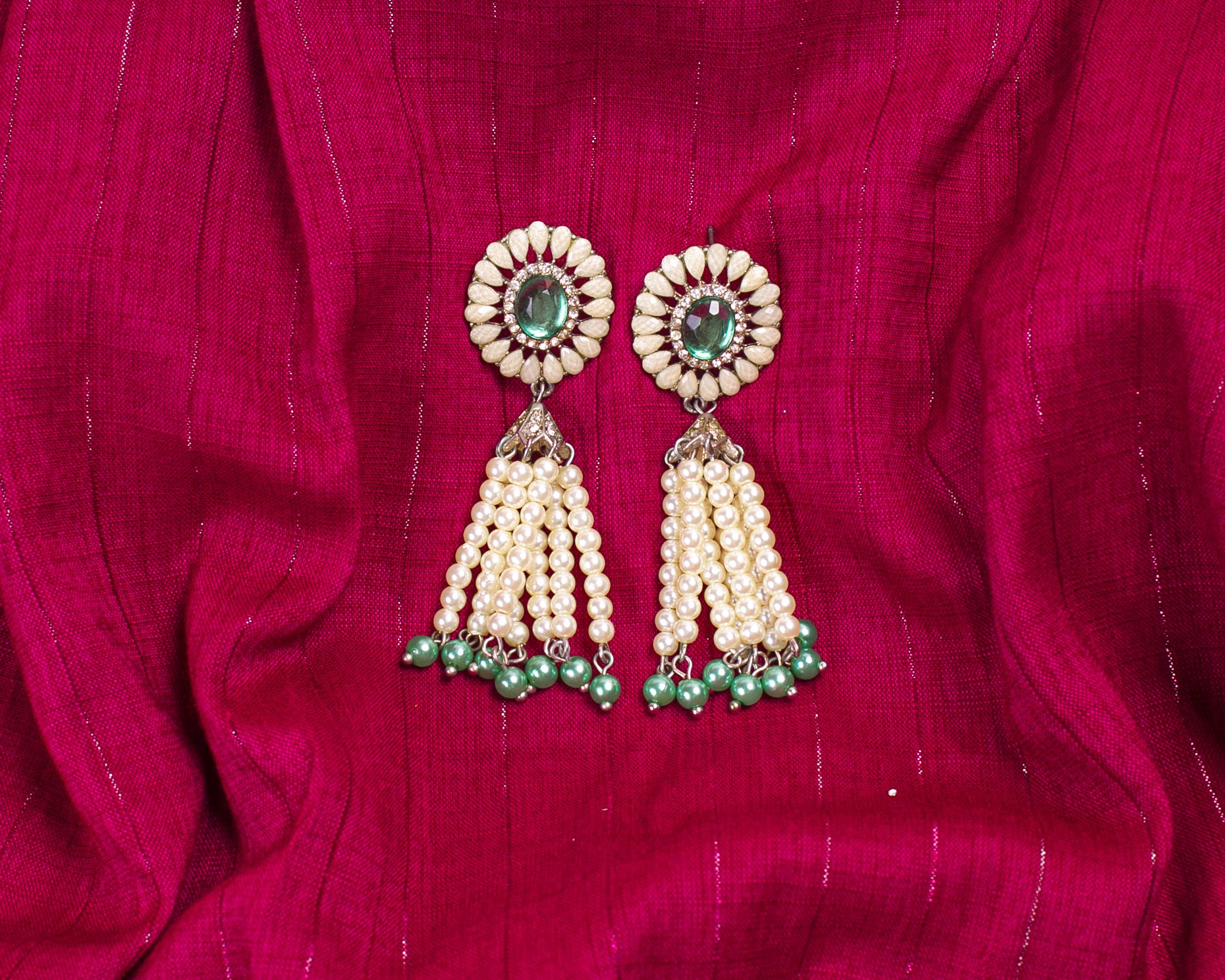 Gold-Plated Alloy Pearl Round Designer Earrings - The Pari - Grab2buy