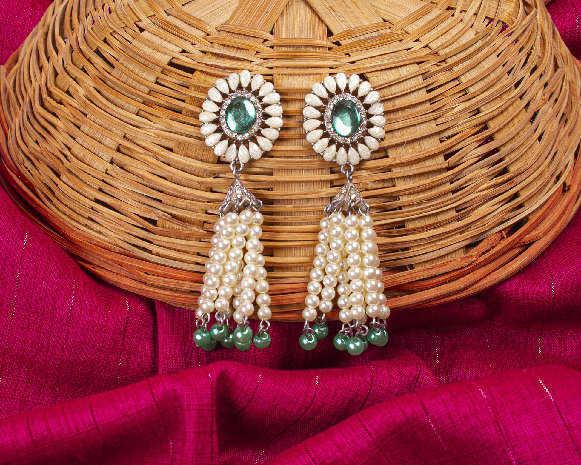 Gold-Plated Alloy Pearl Round Designer Earrings - The Pari - Grab2buy