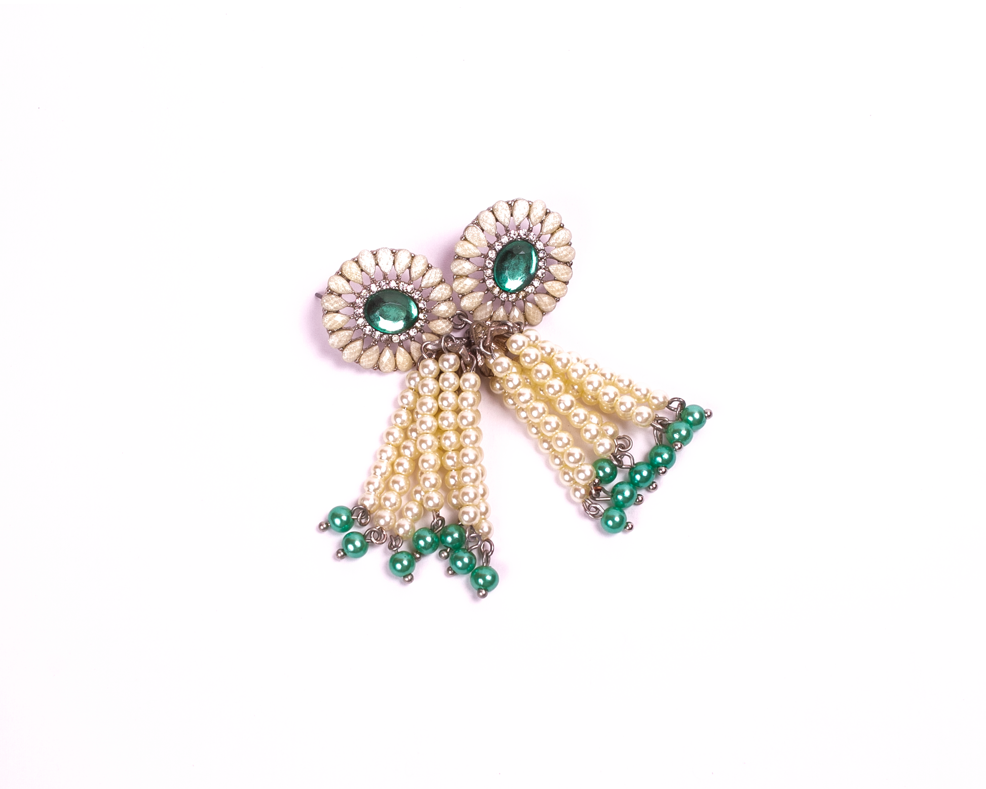 Gold-Plated Alloy Pearl Round Designer Earrings - The Pari - Grab2buy