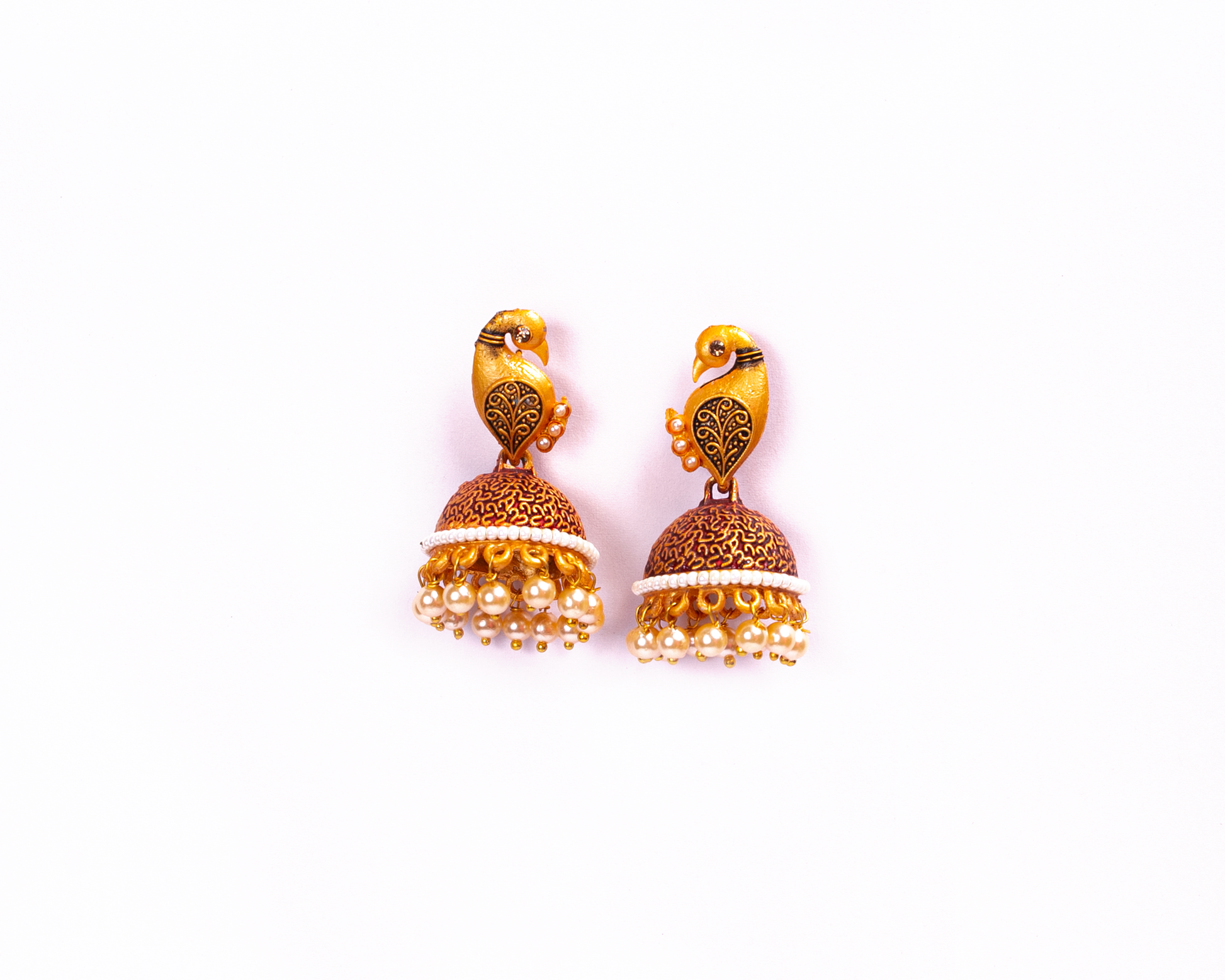 Gold-Polished Alloy Peacock Shape Jhumki Earrings - The Pari