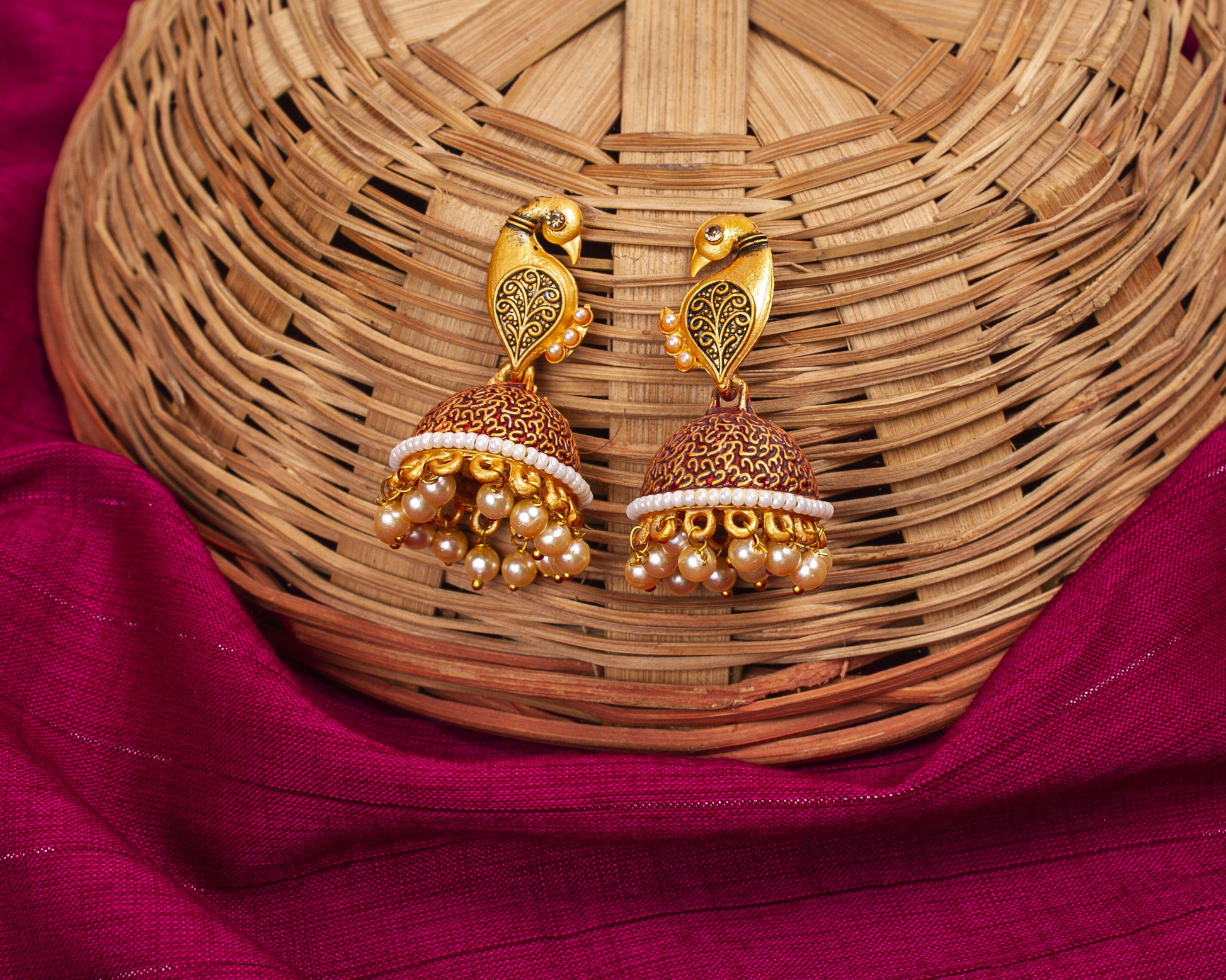 Gold-Polished Alloy Peacock Shape Jhumki Earrings - The Pari