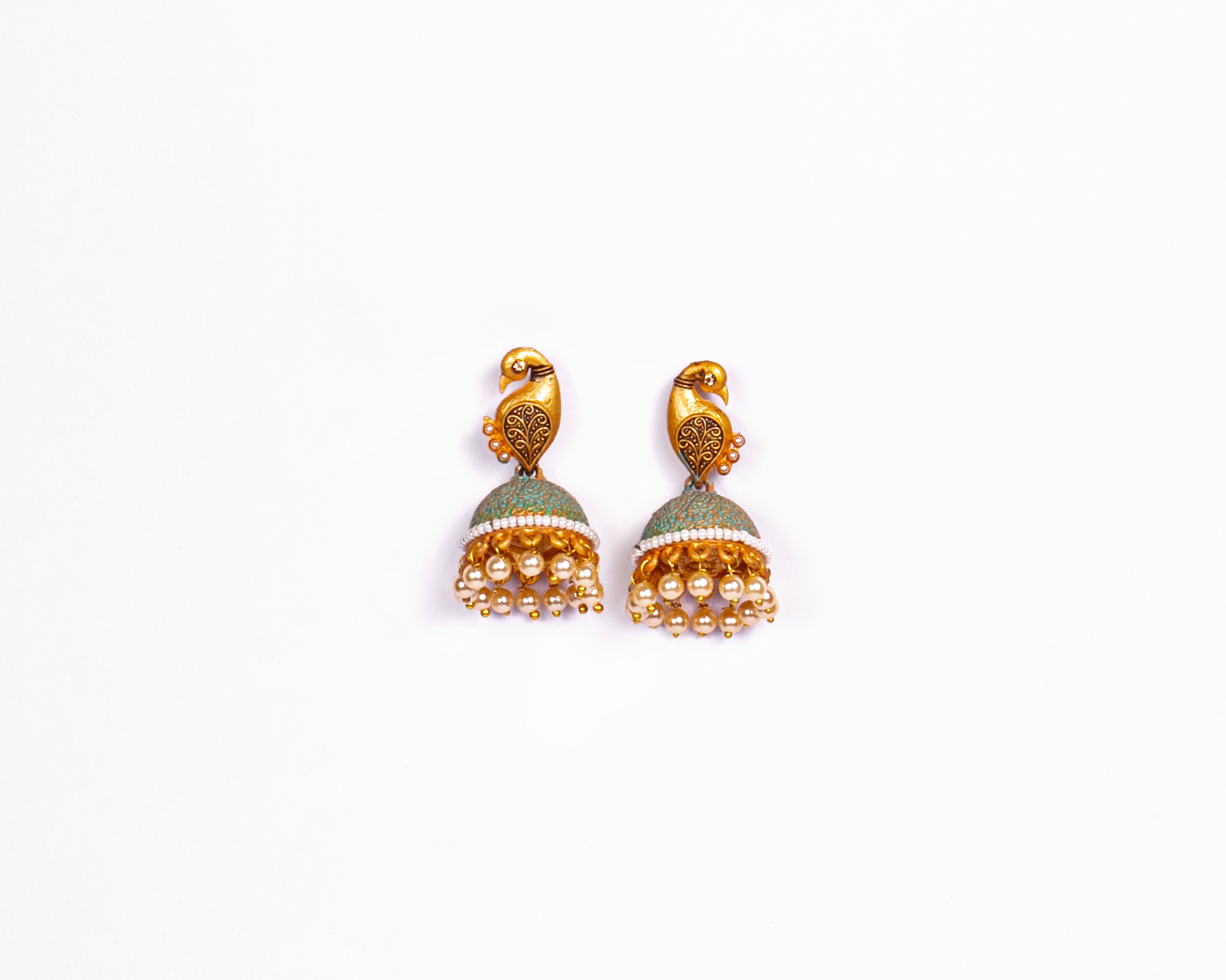Gold-Plated Alloy Peacock Shape Jhumki Earrings - The Pari - Grab2buy