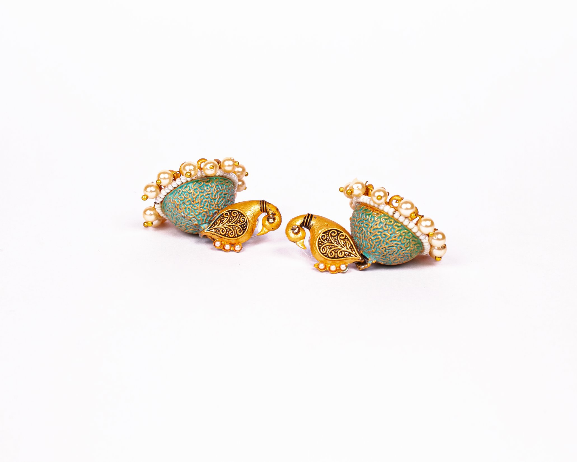 Gold-Plated Alloy Peacock Shape Jhumki Earrings - The Pari - Grab2buy