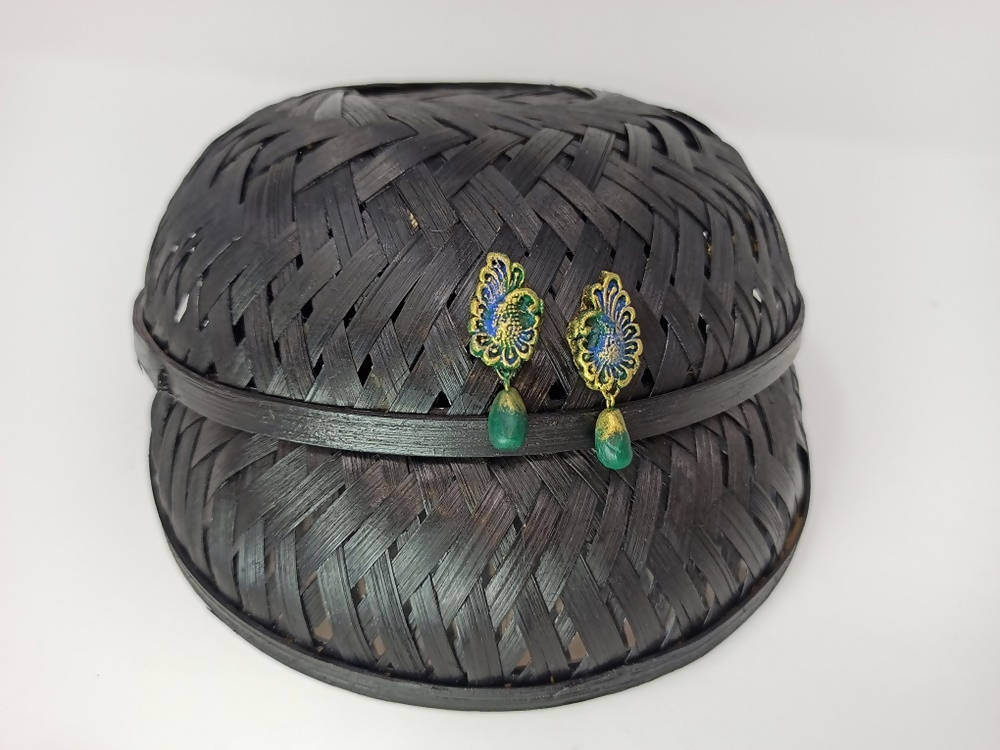 Terracotta Peacock Stud With Drop