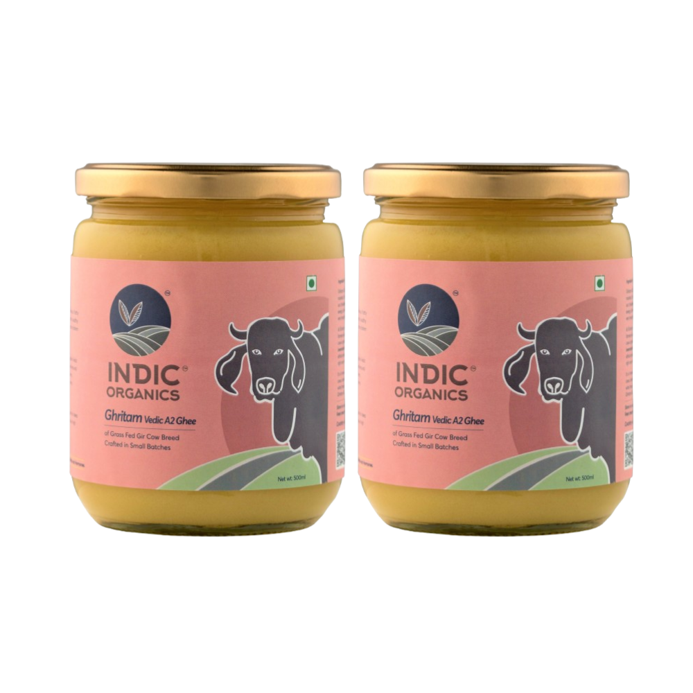 Indic Organics Gir Cow's A2 Ghee | Desi Gir Cow Ghee | Premium and Organic Desi Ghee 