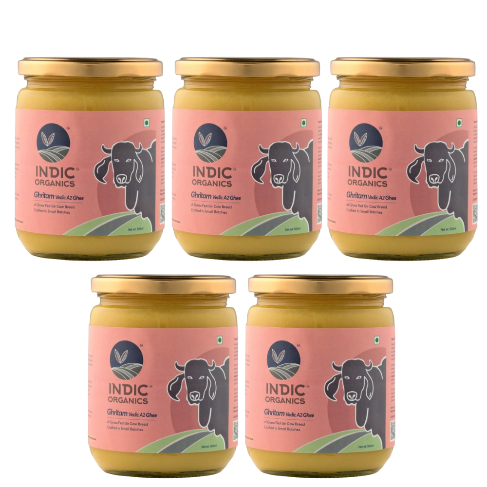 Indic Organics Gir Cow's A2 Ghee | Desi Gir Cow Ghee | Premium and Organic Desi Ghee 