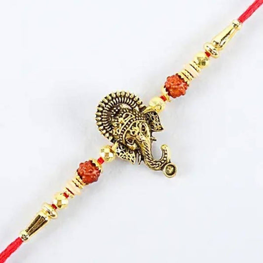 Lord Ganesha Rudraksha Rakhi & 2 Dairy Milk Silk