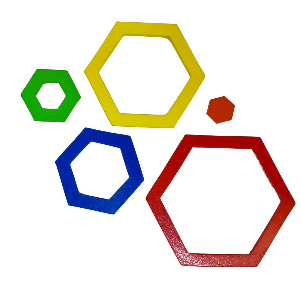 iLearnngrow Hexagon puzzle - Size and Shape Sorter Fun Activity for Your Kids Wooden Toys for 2-12 years Unisex Kids I hexagon puzzle for kids