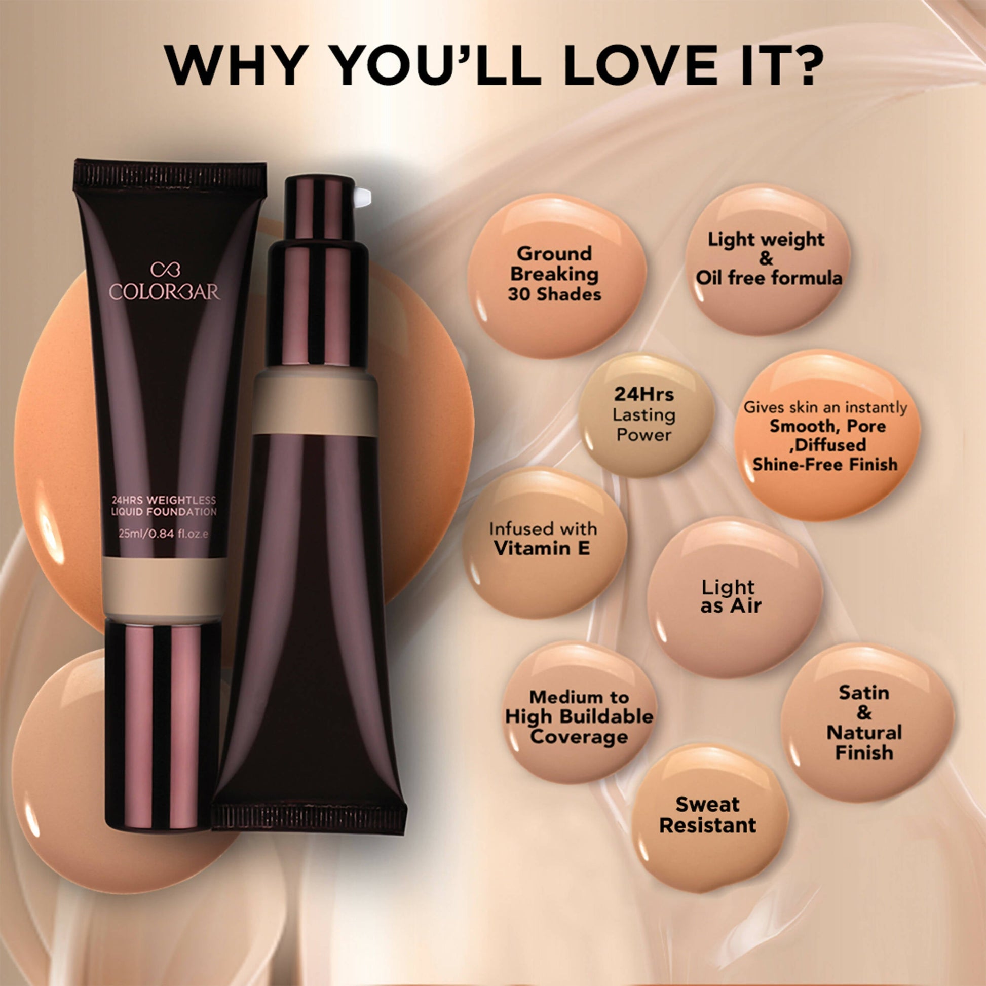 Colorbar 24Hrs Weightless Liquid Foundation Fw 3.3 