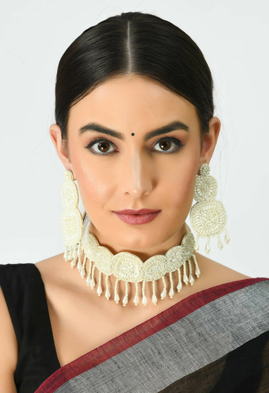 Mominos Fashion Johar Kamal Handicraft Pearls Necklace with Earrings For Women - Grab2buy