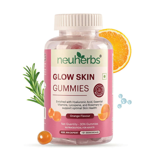Neuherbs Glow Skin Gummies (No Added Sugar) - Orange Flavor | Grab2Buy