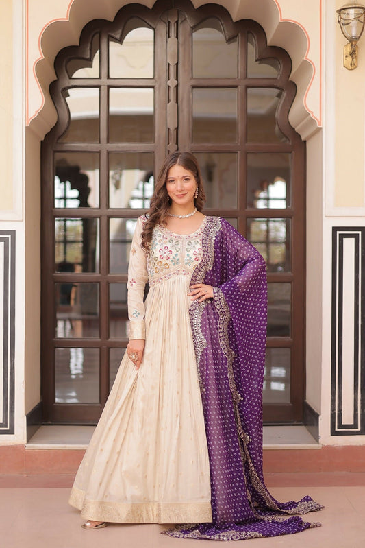 Joban Fashion Purple Jacquard Sequence Embroidery Work Kurta Set