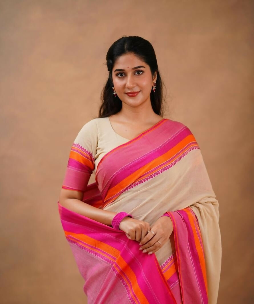 Exclusive Collection Beige Beautiful Khadi Cotton Handloom Grab2Buy 