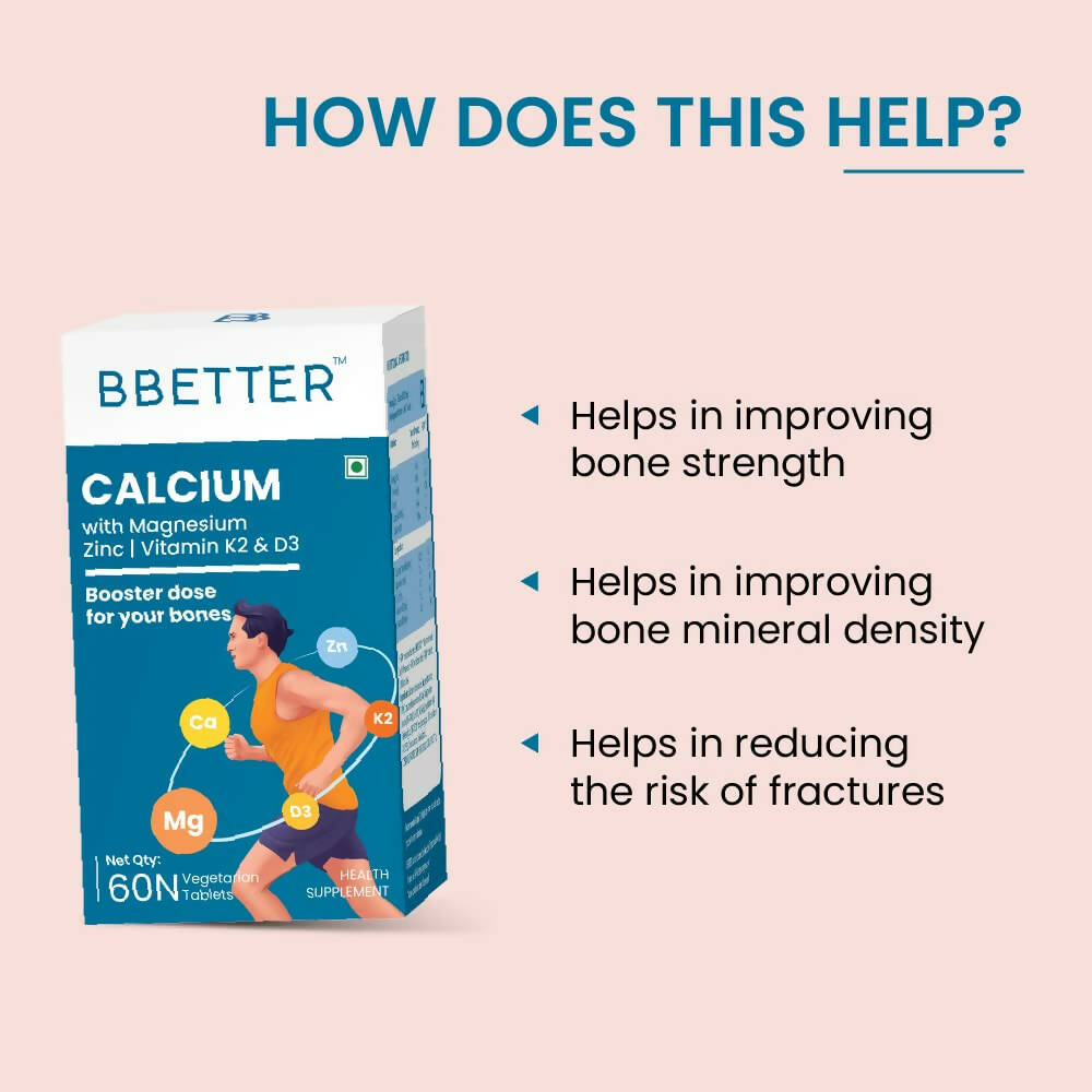 BBETTER Calcium Magnesium Zinc Tablets with Vitamin D3 & K2 - Grab2buy