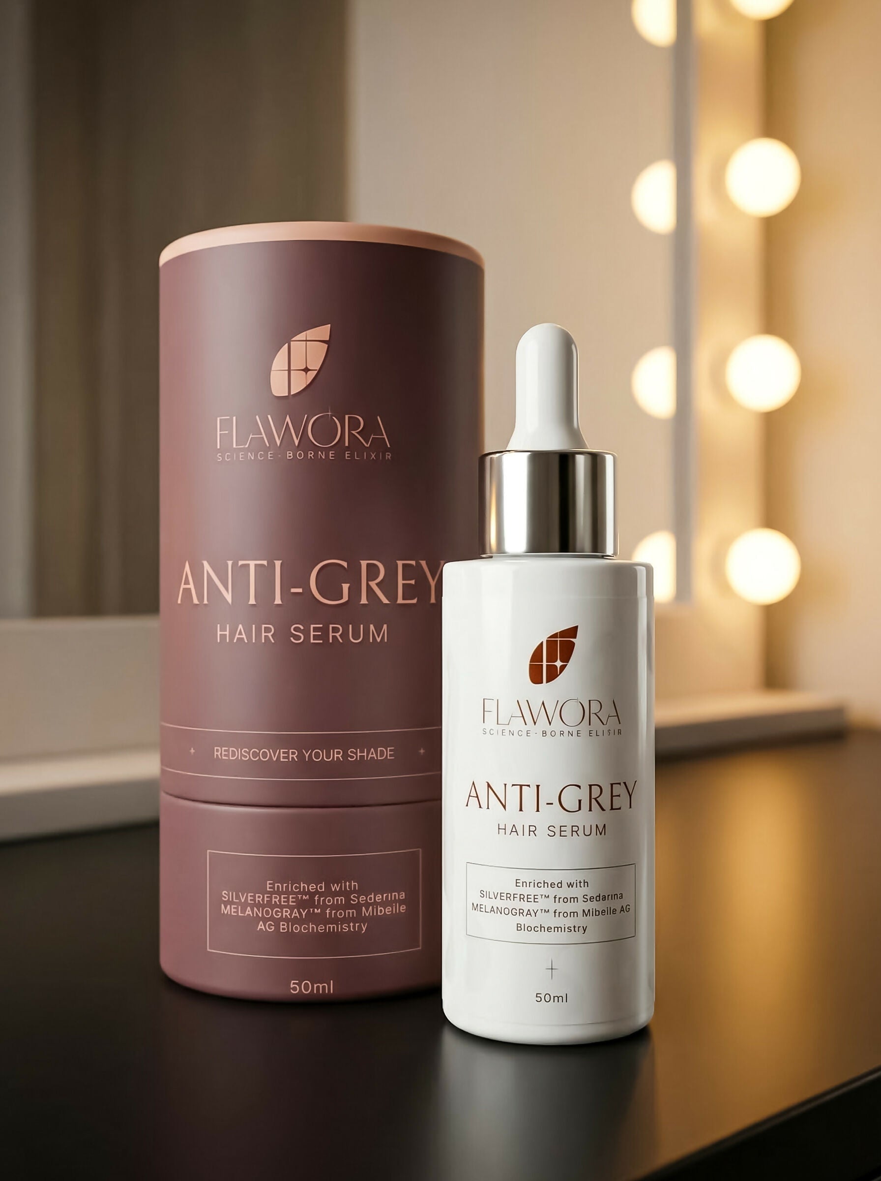 Flawora Set of Anti-Grey Hair Serum and D-Tan Lotion