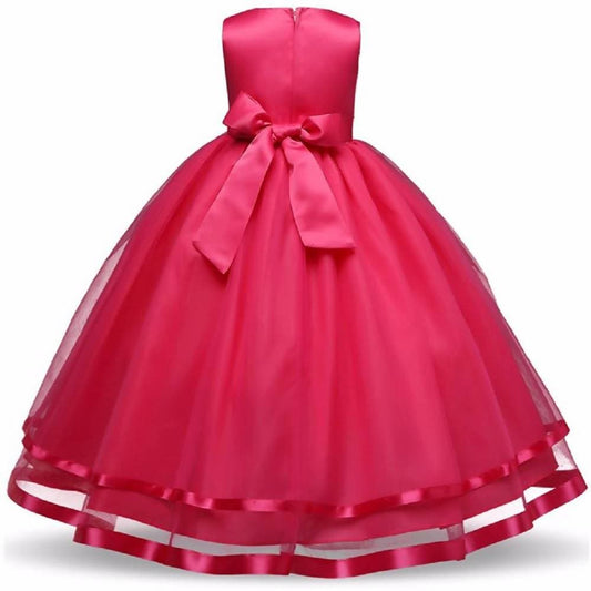 Asmaani Baby Girl's Pink Color Satin A-Line Maxi Full Length Dress (AS-DRESS_22065) - Grab2buy