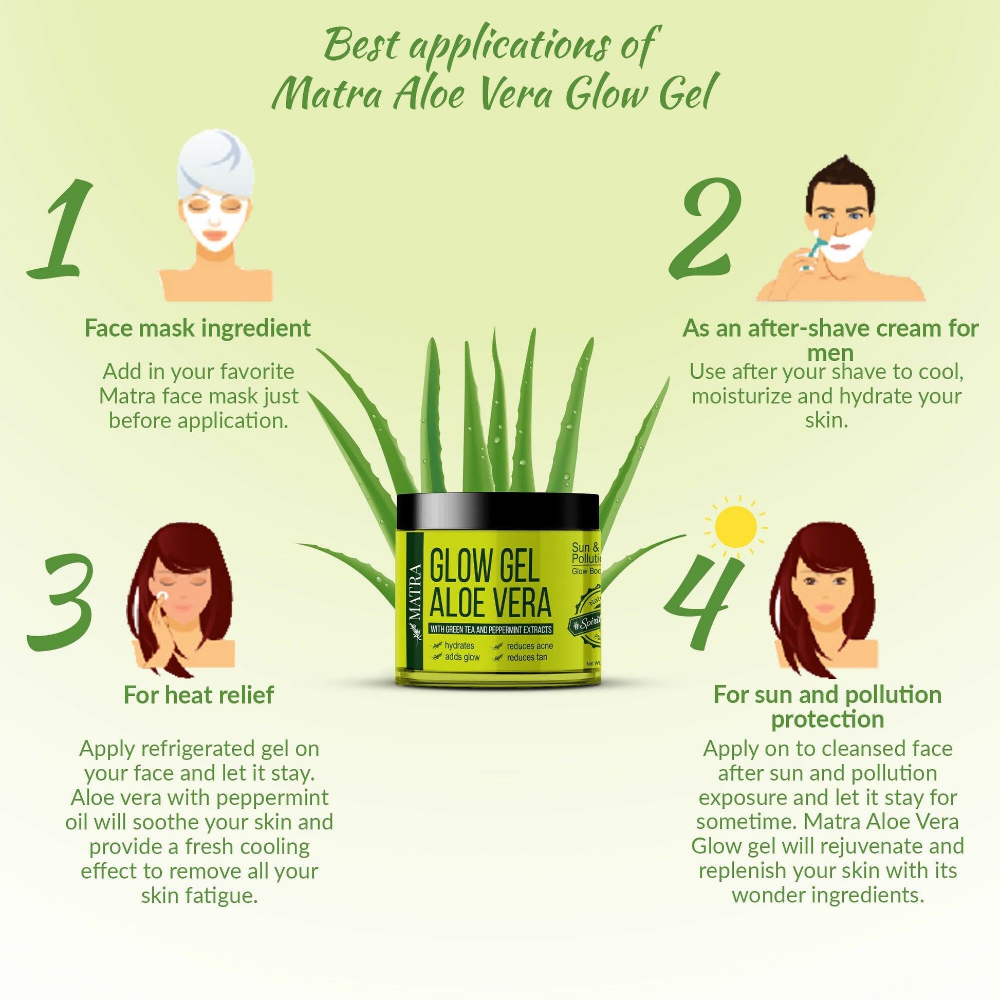 Matra Aloe Vera Glow Gel Sun & Pollution Relief with Green Tea and Peppermint Extracts