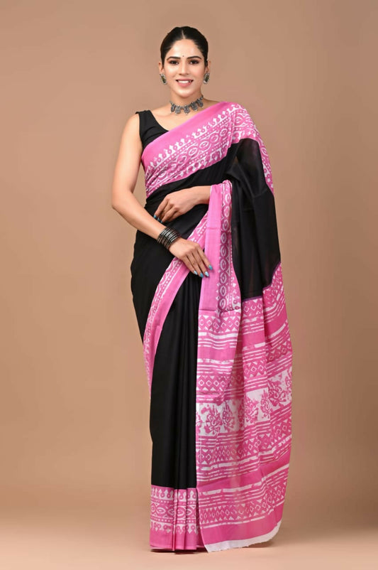 Exclusive Collection White Pink Beautiful Mulmul Cotton Grab2Buy