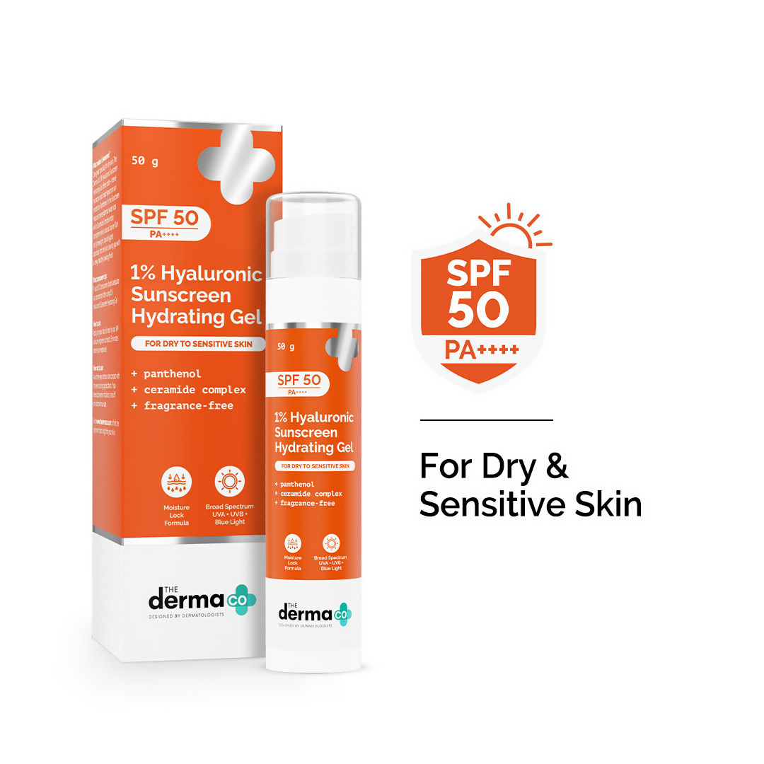 The Derma Co 1% Hyaluronic Sunscreen Hydrating Gel SPF 50 PA ++++  Grab2Buy The Derma Co Grab2Buy
