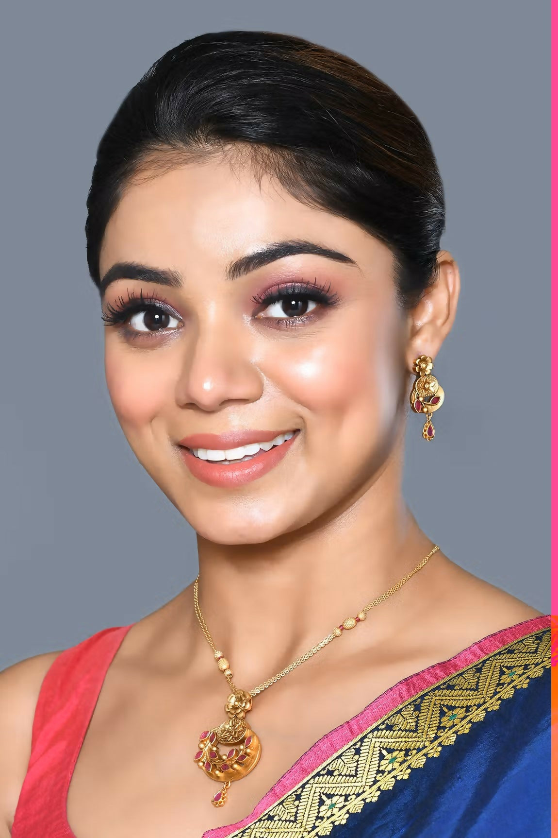 Joban Fashion Women Golden Ruby Pendant Set With Earrings | Grab2Buy