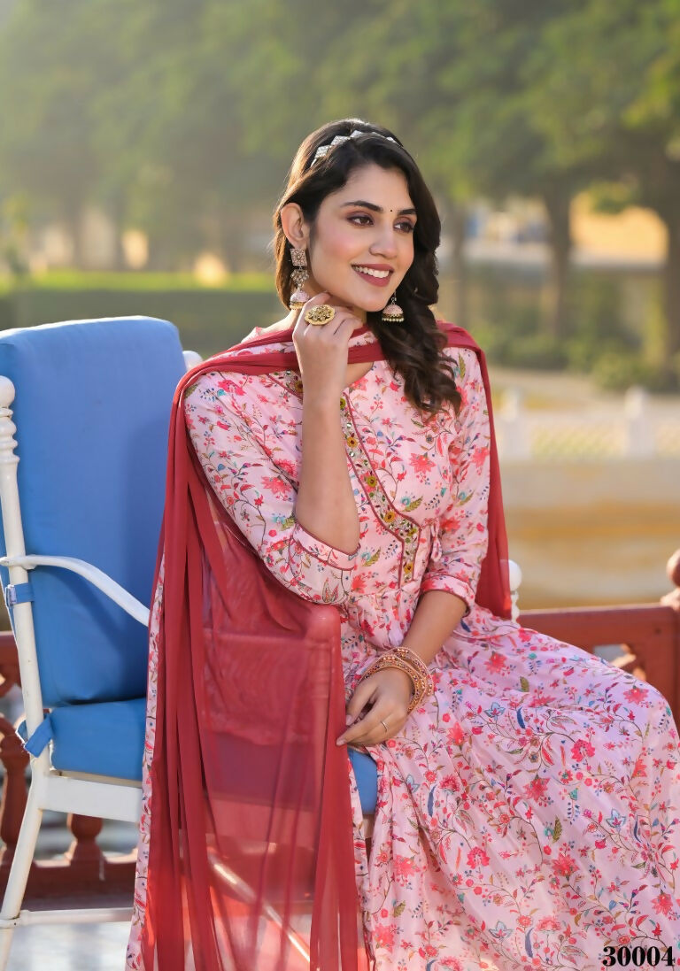 Designer Stylish Light Pink Rubi Silk Stitched Suit With Dupatta - Kiyara