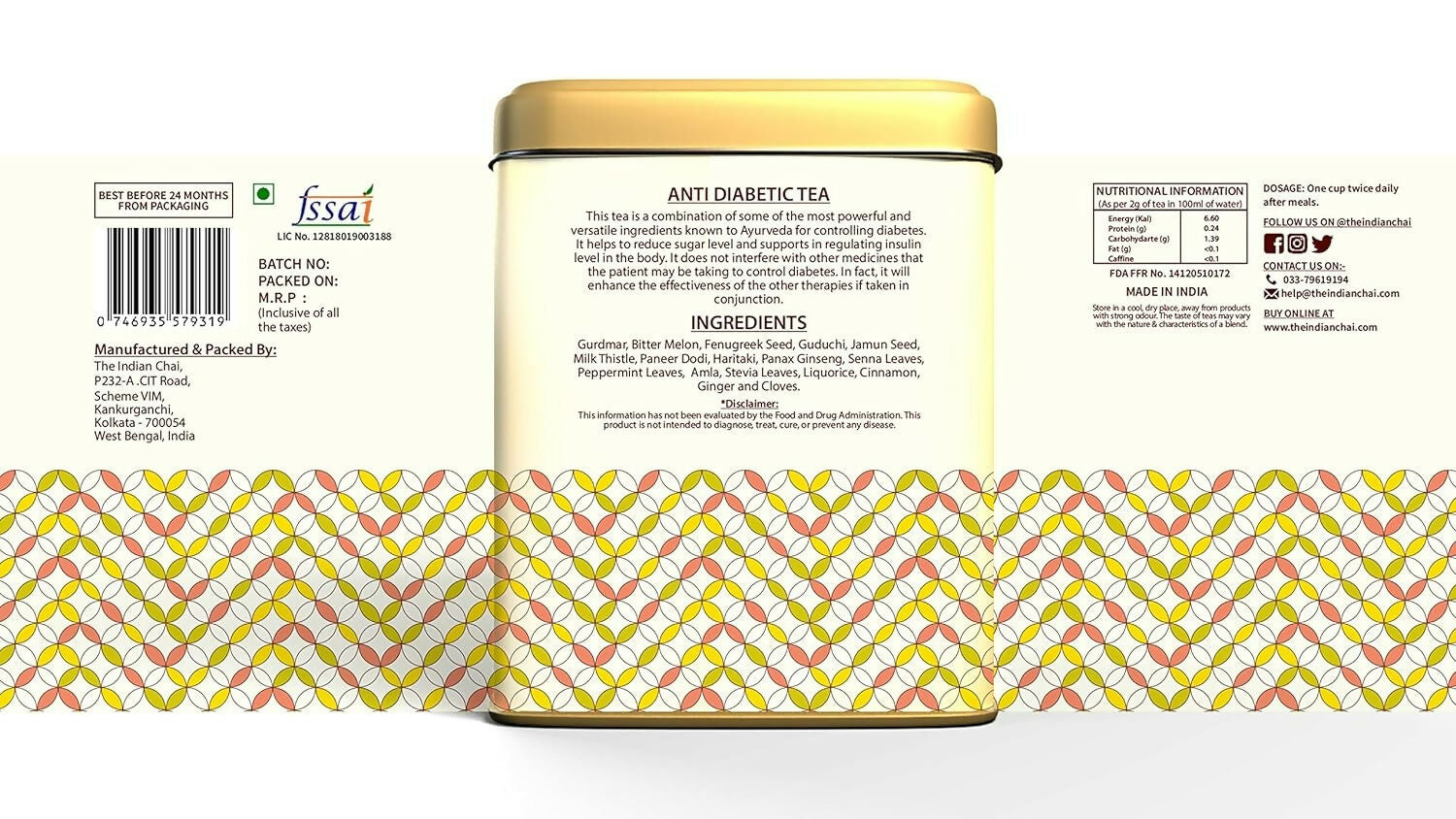 The Indian Chai - Anti Diabetic Tea 30 Pyramid Tea Bags 