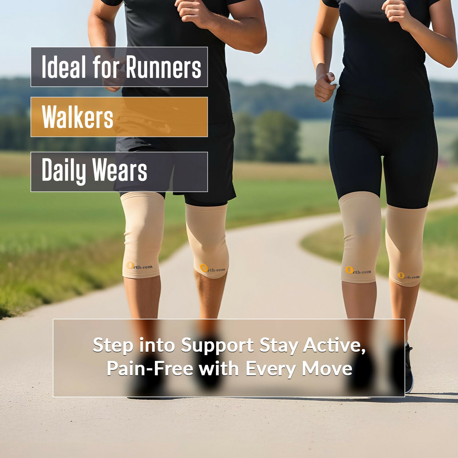 Orth-Rem Knee Cap Support For Men & Women (Pair) Knee Brace Pain Relief 