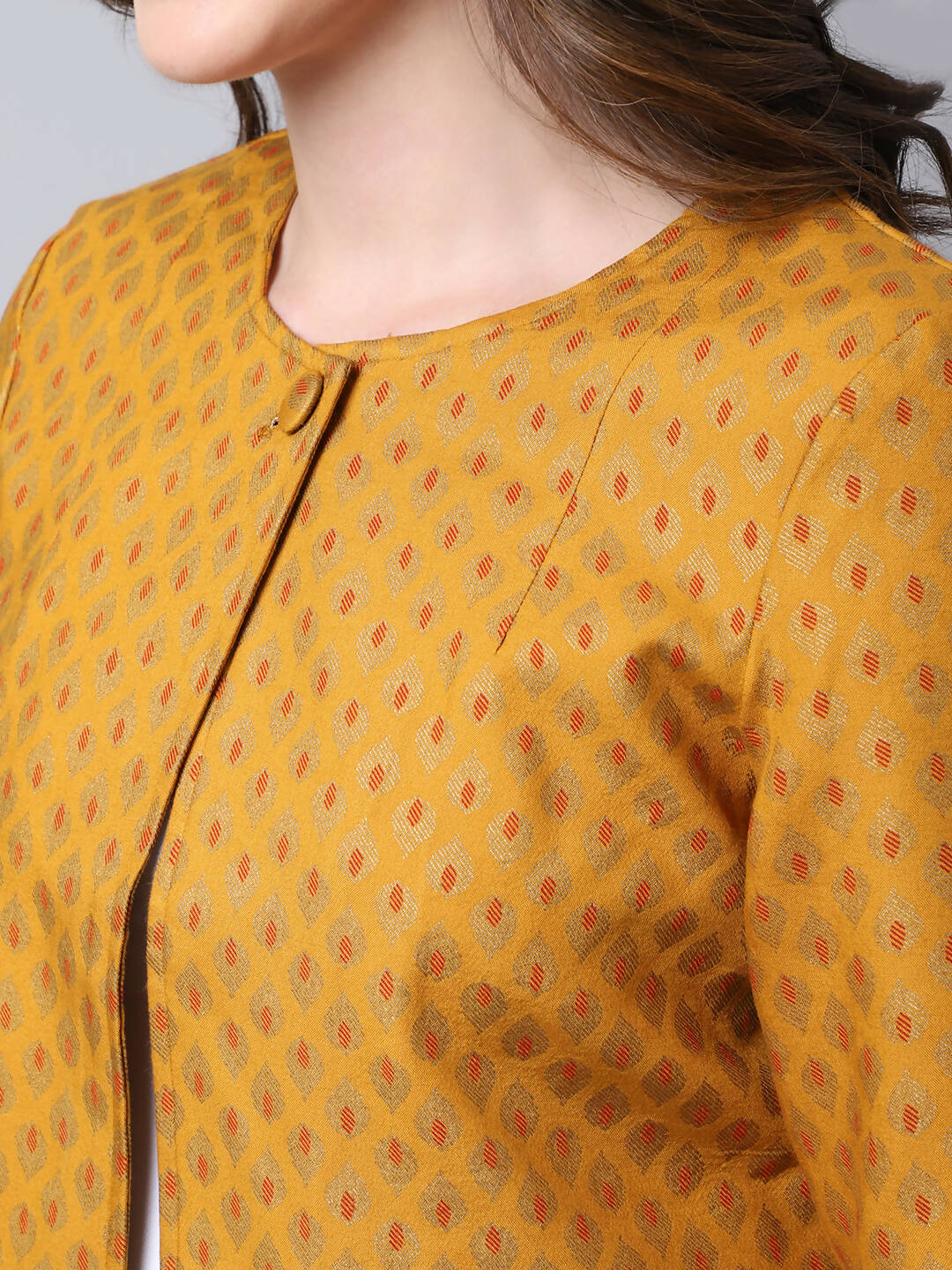 Even Apparels Yellow 100% Viscose Open Front Statement Women's Jacket 