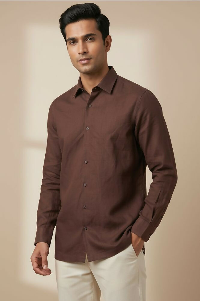 Earthline— Brown Cotton Shirt by Hilo Design