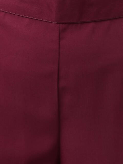 FIORRA Women's Wine Poly Crepe A-Line Kurta Set 
