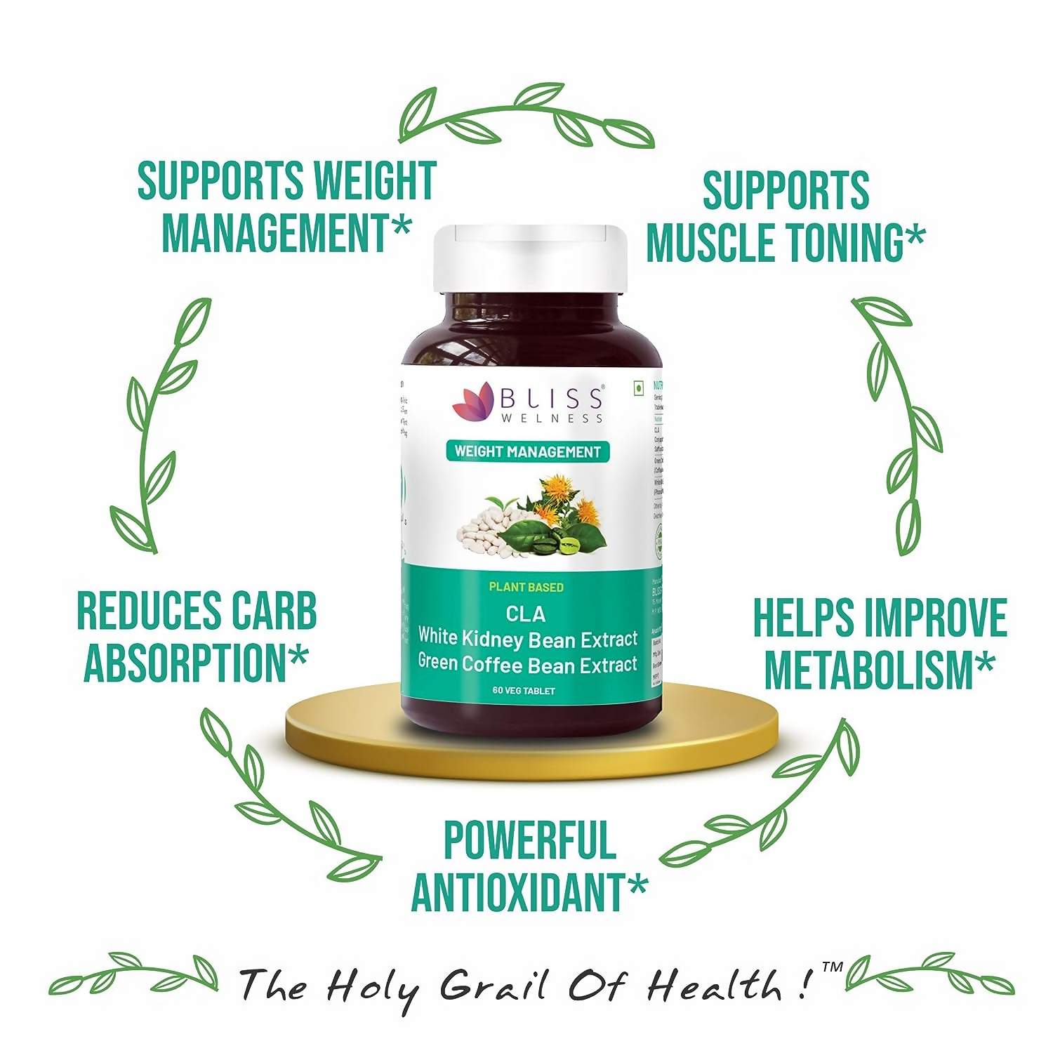 Bliss Welness CLA White Kidney Bean Extract Green Coffee Bean Extract Tablets 