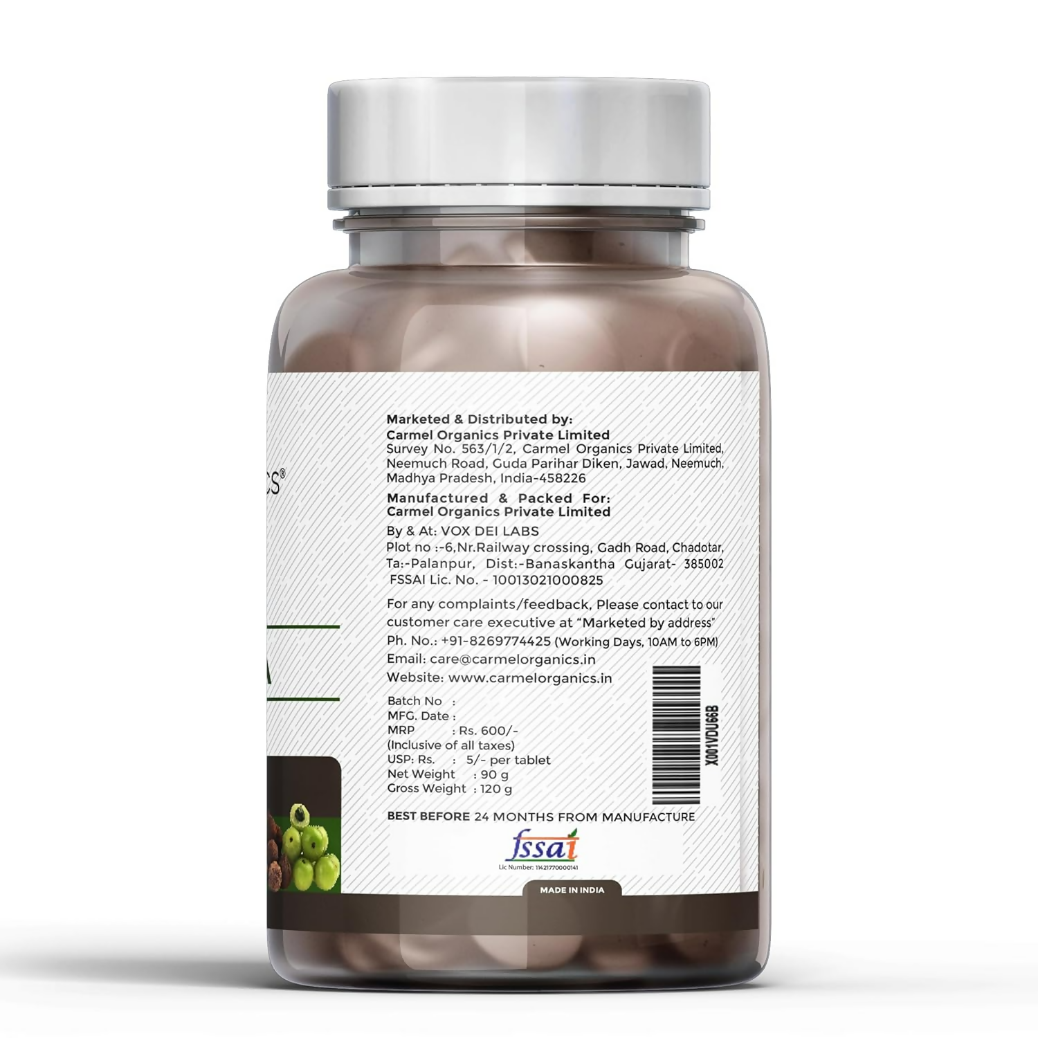 Carmel Organics Triphala Extract Tablets 