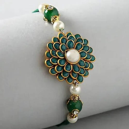 Premium Beads Rakhi & Box of Choco Swiss