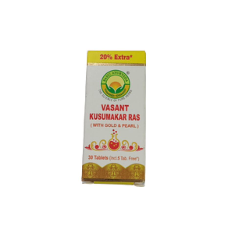 Basic Ayurveda Vasant Kusumakar Ras (With Gold) Tablets 