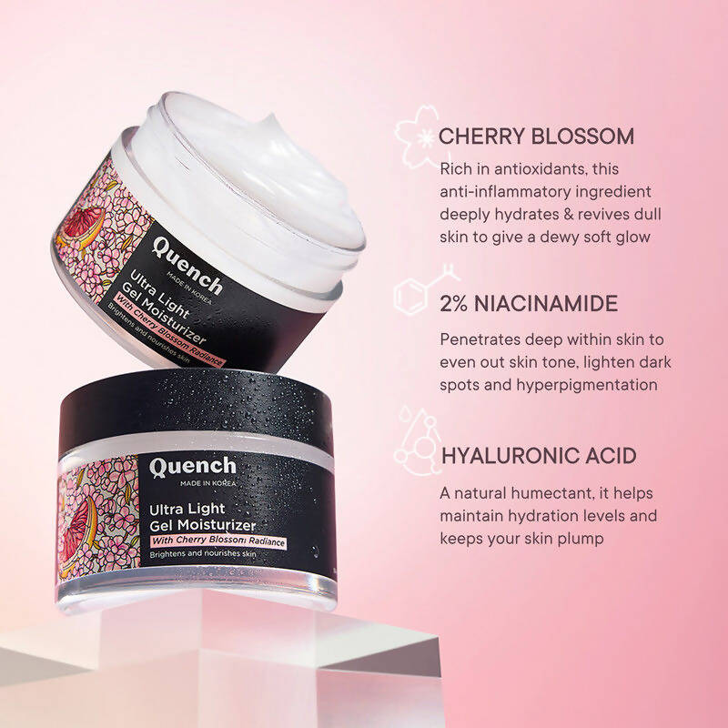 Quench Ultra Light Gel Moisturizer With 2% Niacinamide & Cherry Blossom For Intense Brightening 