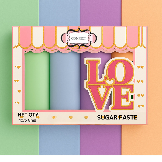 Confect Multipack of Mint green, Baby Blue, Lavender and Peach Sugarpaste 09