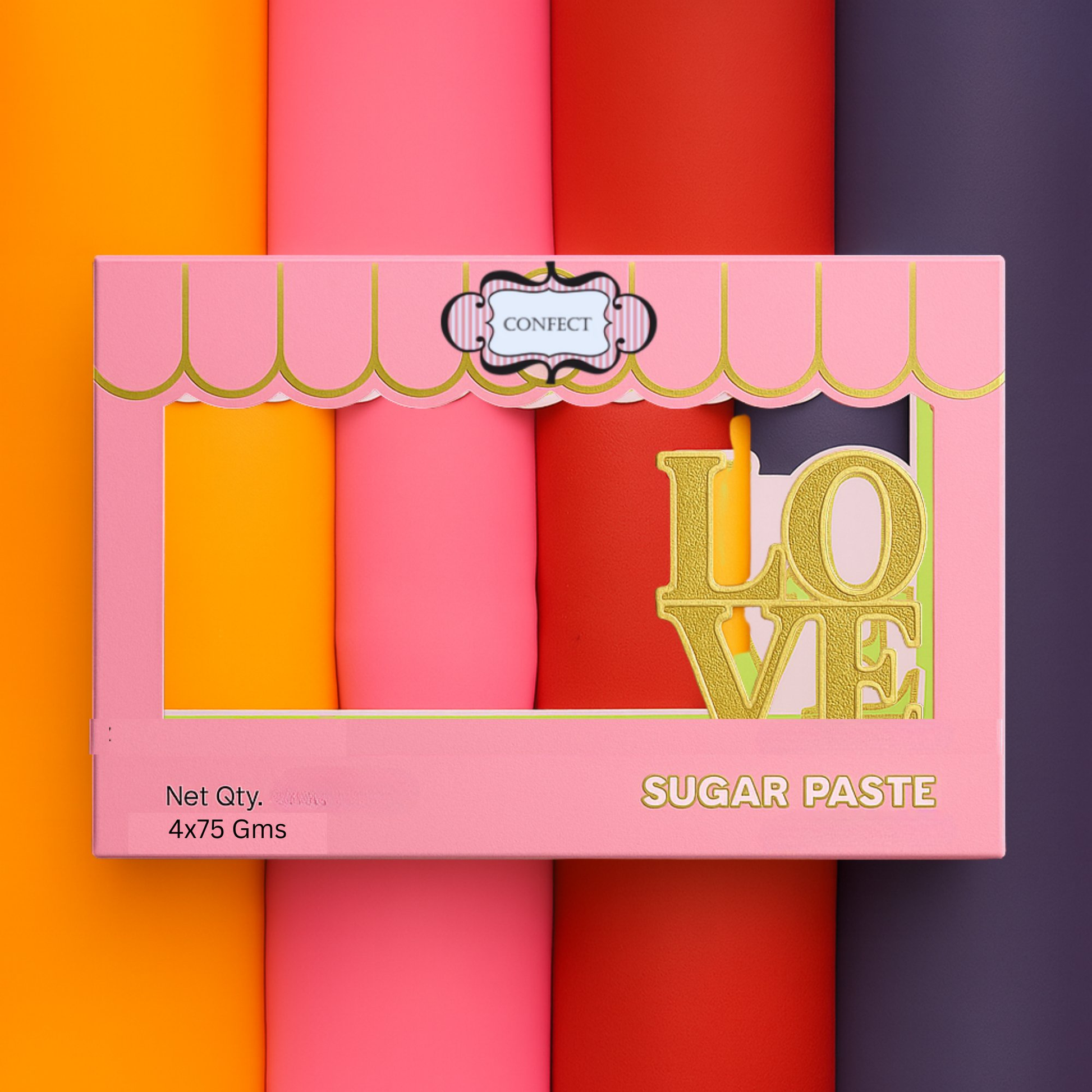 Confect Multipack of Orange, Hot pink, Red and Purple Sugarpaste 13