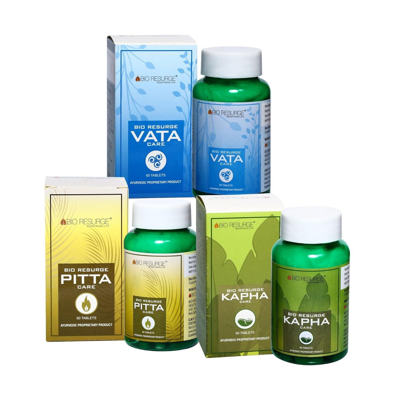 Bio Resurge Life Pitta Vatta Kapha Tablets Combo - Grab2buy