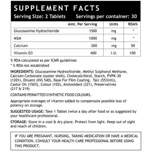 Inlife Glucosamine MSM Calcium Vitamin D3 Tablets 