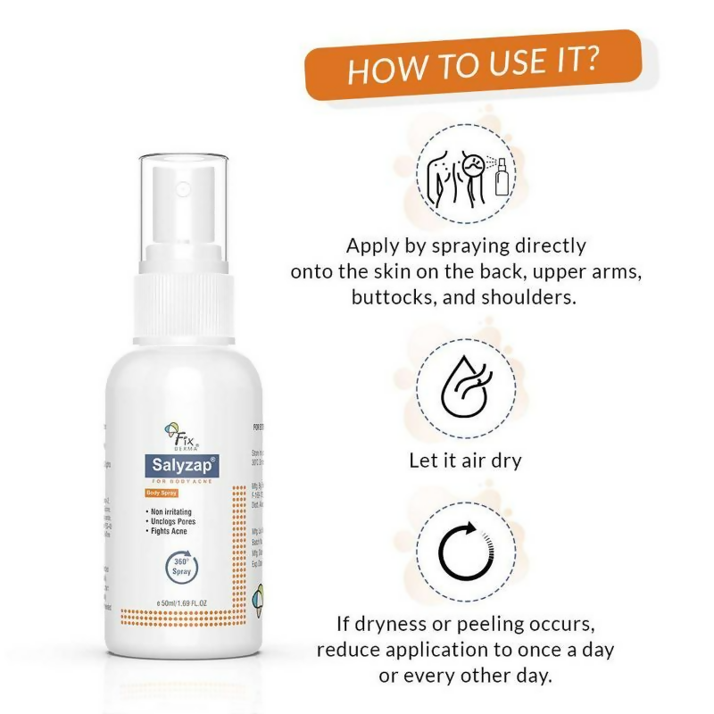 Fixderma 2% Salicylic Acid Salyzap Body Acne Spray 