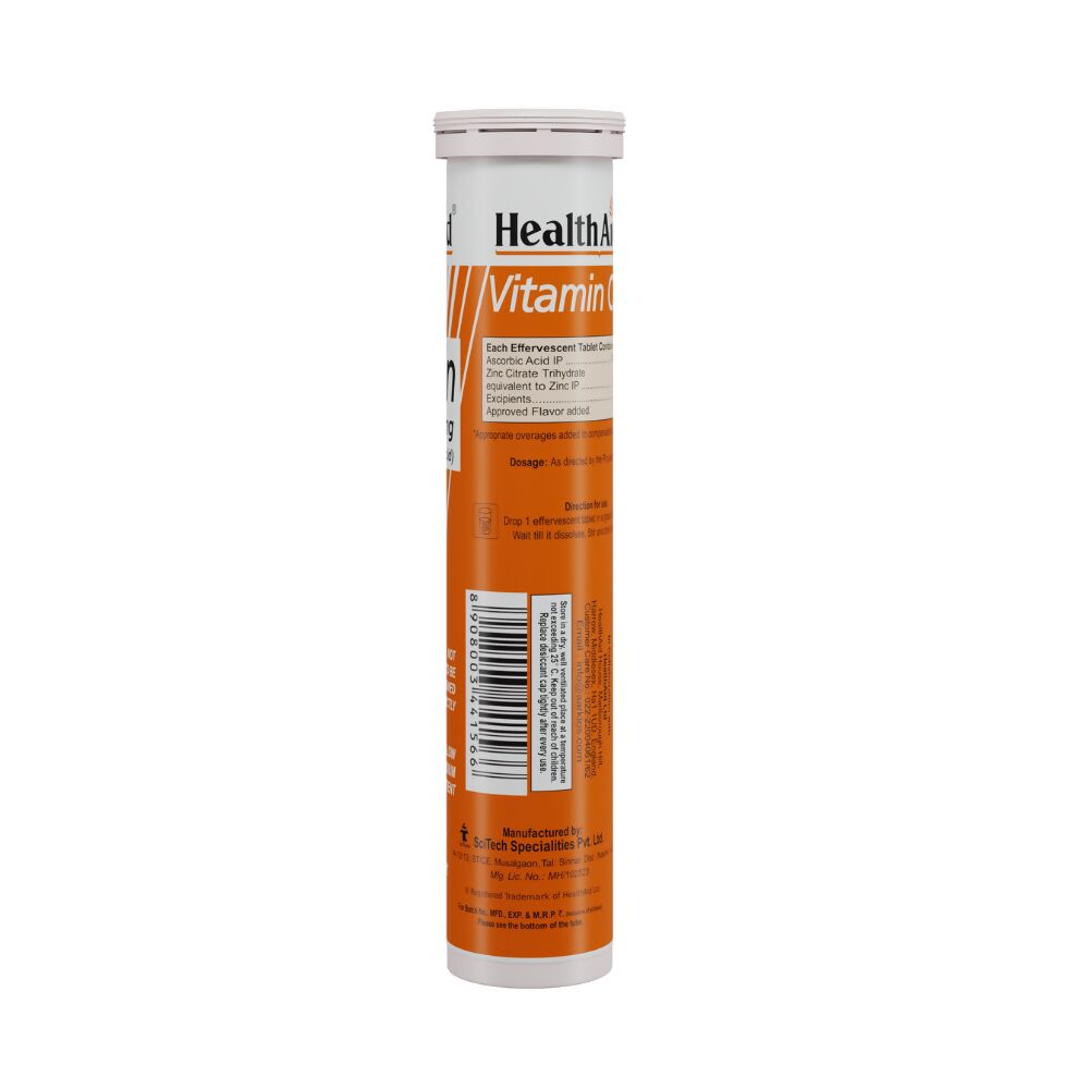 HealthAid Vitamin C 1000mg Orange Flavour with Zinc Effervescent Tablets 