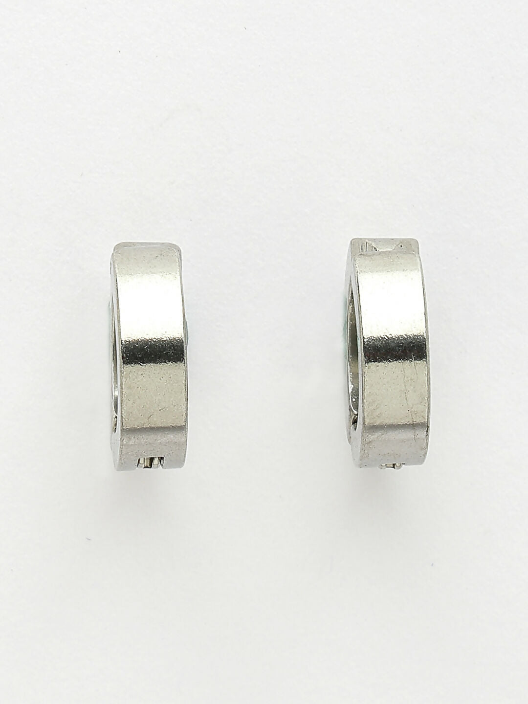 NVR Men's Silver-Plated Stainless Steel Hoop Earrings - Grab2buy