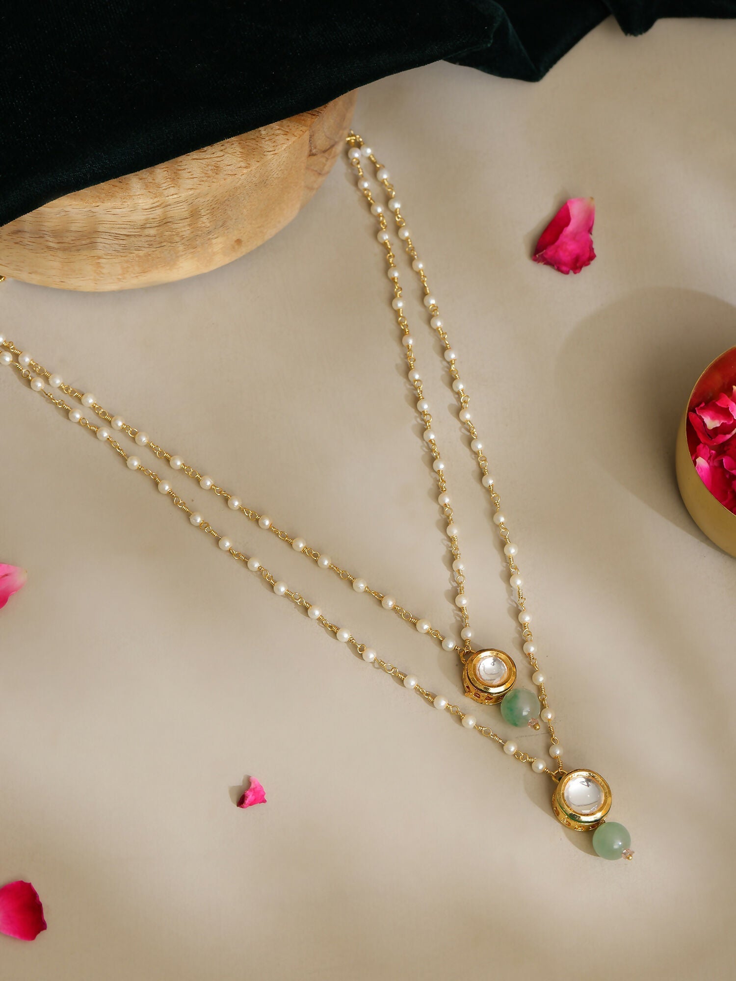 Ruby Raang Green Aventurine & Kundan Necklace | Grab2Buy