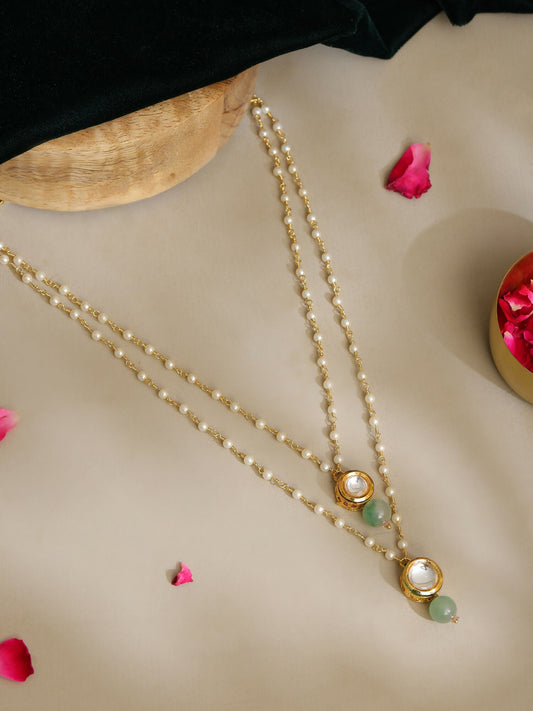 Ruby Raang Green Aventurine & Kundan Necklace | Grab2Buy
