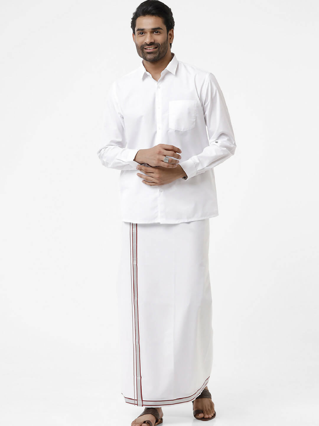 Ramraj Cotton Mens Full Sleeve Formal Poly Cotton White Shirt 