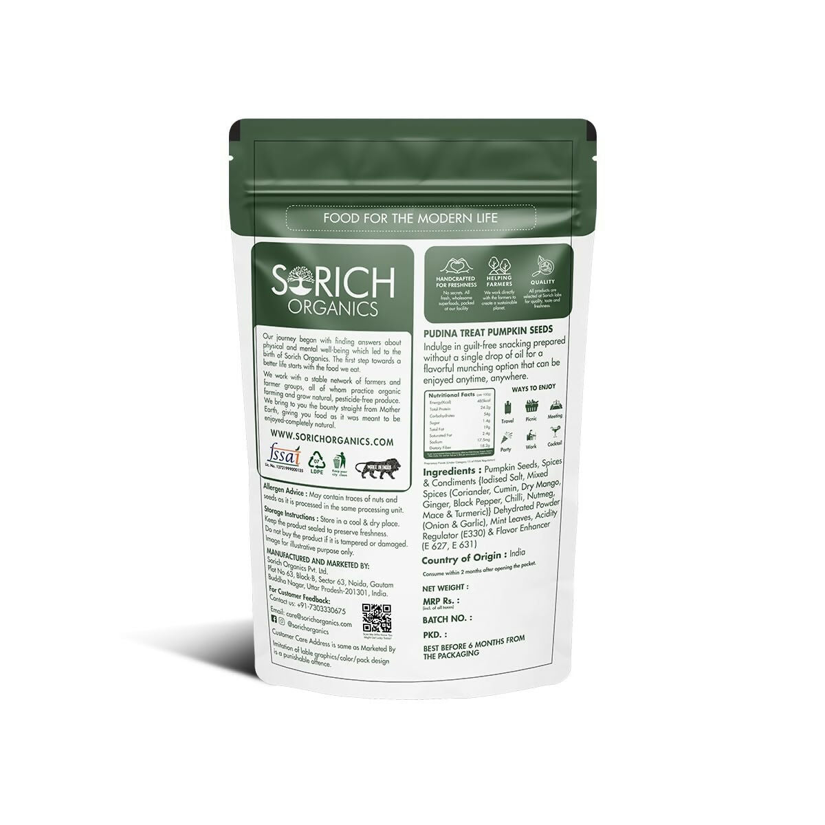 Sorich Organics Pudina Treat Pumpkin Seeds 