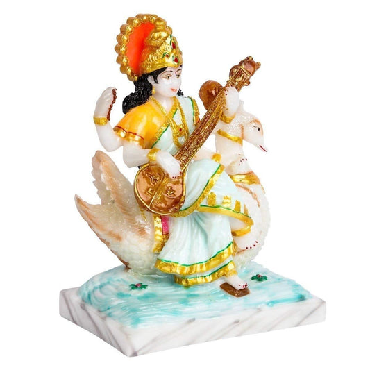 Divine Gifts Marble Dust Goddess Saraswati Idol - Grab2buy