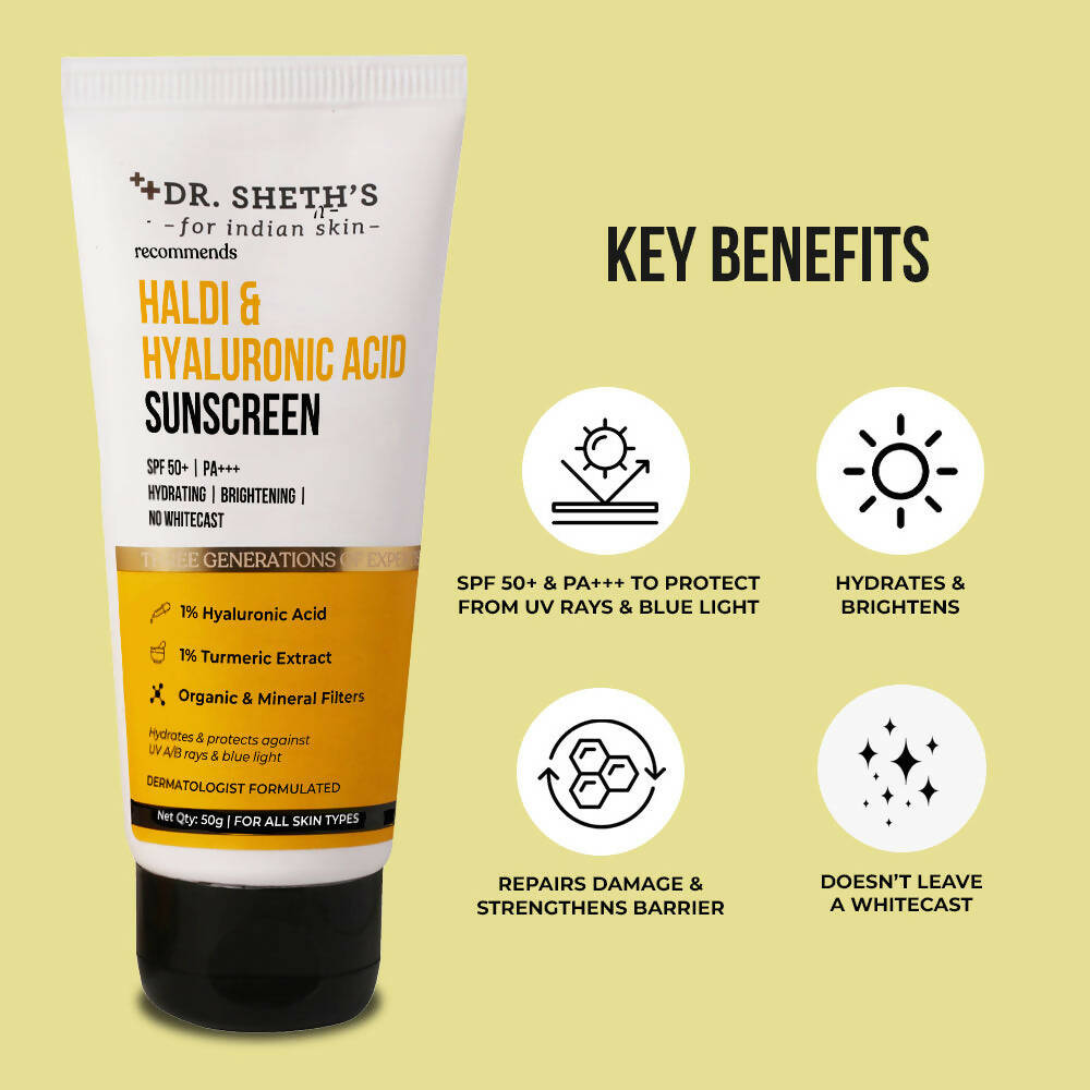 Dr. Sheth's Haldi & Hyaluronic Acid Sunscreen - Grab2buy